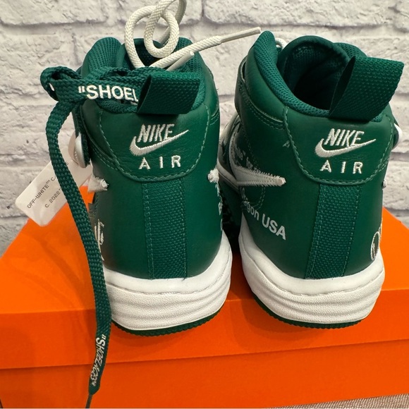 Nike AIR Force 1 MID X Off-White Mens Fashion Trainers in Green White Size 8 - Picture 7 of 7